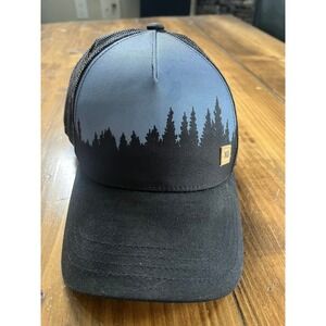 Tentree Altitude Trucker Hat Black Grey Pine Tree Graphic Mesh Snapback Cap